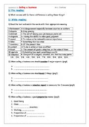English Worksheet: selling a business 2nd form ECO