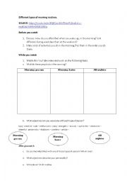 English Worksheet: Different types of morning routines