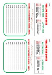 English Worksheet: Telling the dates