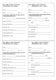 English Worksheet: The Past Simple Tense vs The Past Continuous (Progressive) Tense