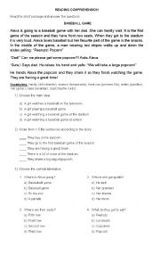 English Worksheet: Reading Comprehension