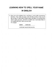 English Worksheet: Learning how to spell your name