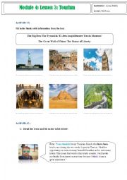 English Worksheet: tourism 9th form Tunisia