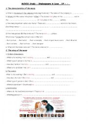 English Worksheet: Shakespeare in Love