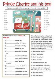 English Worksheet: Prince Charles and his bed