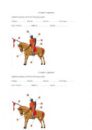 English Worksheet: EQUIPEMENT FOR A KNIGHT 
