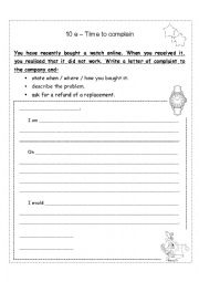 English Worksheet: letter of complain 