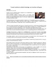 English Worksheet: Trump and guns in the US