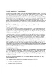 English Worksheet: Steps to Language Acquisition 
