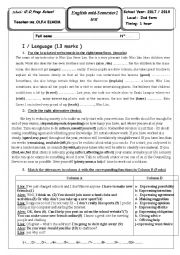 English Worksheet: mid-semester 2 test--2nd forms