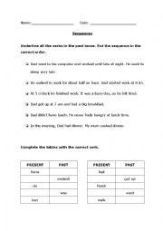 English Worksheet: Sequencing and simple past