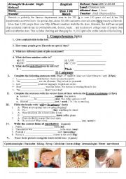 English Worksheet: Quiz for Common core students