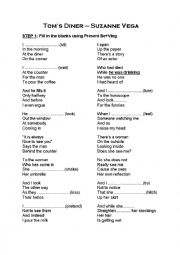 English Worksheet: Toms Diner - Suzanne Vega