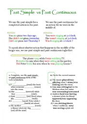 English Worksheet: Past Simple vs Past Continuous