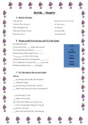 English Worksheet: Naughty- Matilda musical