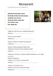 English Worksheet: restaurants and dialogues