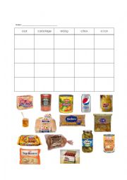 English Worksheet: Categorize Food Containers