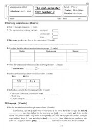 English Worksheet: The 9th form mid-semester test 3 (second semester)