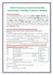 English Worksheet: Mixed Vocabulary and Grammar Eercises