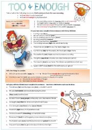 English Worksheet: TOO & ENOUGH