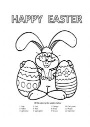 English Worksheet: Easter Bunny and Colors