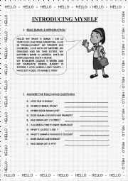 English Worksheet: INTRODUCING MYSELF