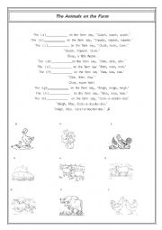 English Worksheet: SONG THE ANIMALS ON THE FARM