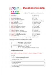 English Worksheet: Question words training