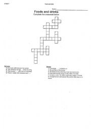 Food and drinks crossword (breakfast)