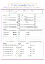 Guided interview using family members vocabulary 