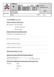 English Worksheet: mid semester 2 test1