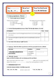 English Worksheet: MID SEMMESTER TWO TEST ONE 8TH FORM MRS ABID
