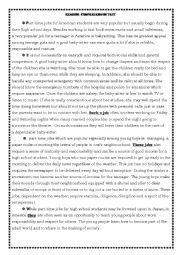 English Worksheet: Reading Test