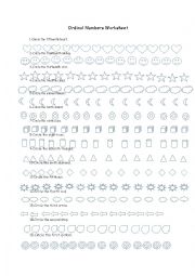 Ordinal Numbers Worksheet