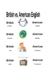 English Worksheet: British vs Ameican English 