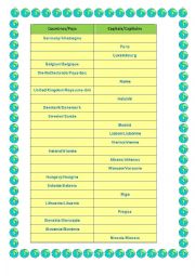 English Worksheet: Countries and Capitals