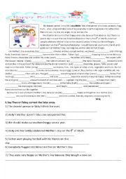 English Worksheet: mothers day