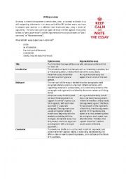 English Worksheet: writing an essay (argumentative essay and opinion essay) 