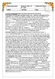 English Worksheet: 8 th form mid semester 2 test 1  tunisian pupils