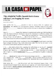 English Worksheet: La Casa de Papel (Money Heist) + KEY. Reading Activity.