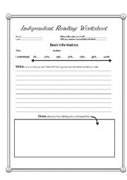 English Worksheet: Reading Log