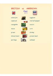 American food worksheets