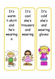 English Worksheet: Bookmarks - Clothes