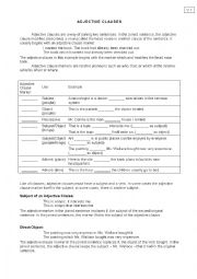 English Worksheet: Adjective Clause