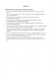 English Worksheet: Articles