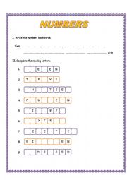 English Worksheet: Numbers