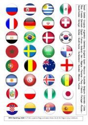 English Worksheet: FIFA World Cup 2018 - Countries