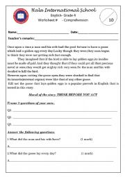 English Worksheet: Comprehension