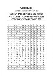 English Worksheet: ING WORDSEARCH