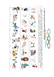 Olympic sports worksheet